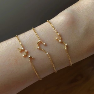 Constellation bracelet, constellation gift, zodiac jewelry, astrology bracelet, gift for her, horoscope bracelet, adjustable, cubic zirconia