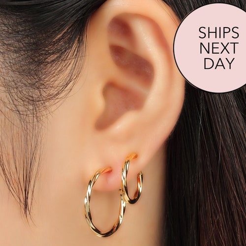 2.5cm CLIP ON small 1 inch hoops SILVER/GOLD TONE HOOP EARRINGS non-pierced ears 
