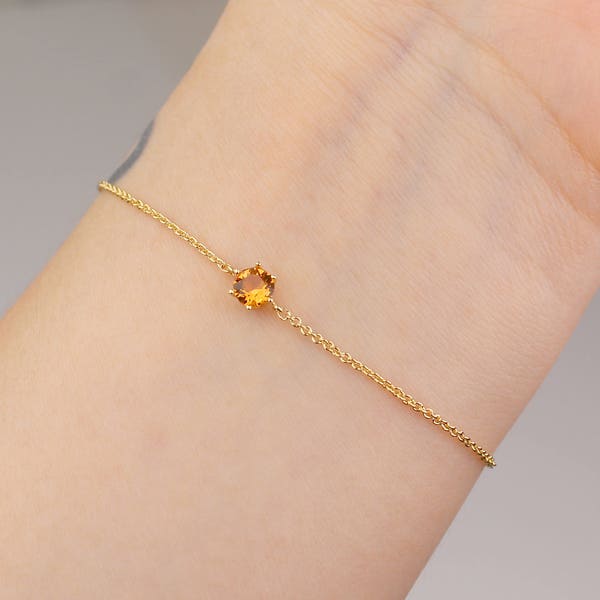 November birthstone, birthstone bracelet, bridesmaid gift, birthday gift, birthstone jewelry, citrine bracelet, Swarovski, bracelet, gold