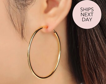 Wired Earrings Clip-On Hoop Earrings-Ear Gauge Accessory-Hoop Earring Layers-Layered Gold Hoops Gold Hoops-Large Gold Hoops-Wired Jewelry