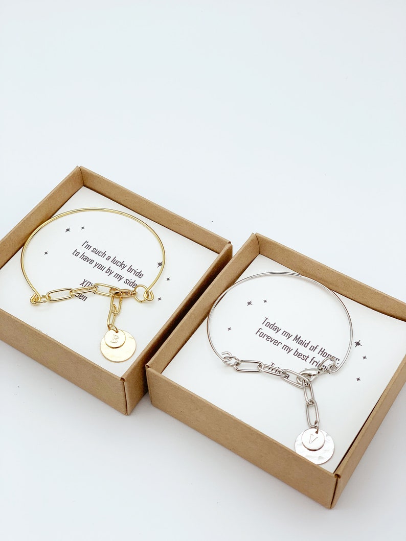 Gold initial bracelet bridesmaid gift bridesmaid bracelet letter bangle disc bracelet letter bracelet personalized gold Initial bangle