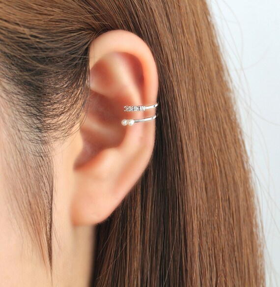 Ear cuff no piercing non pierced pearl ear cuff earrings Etsy