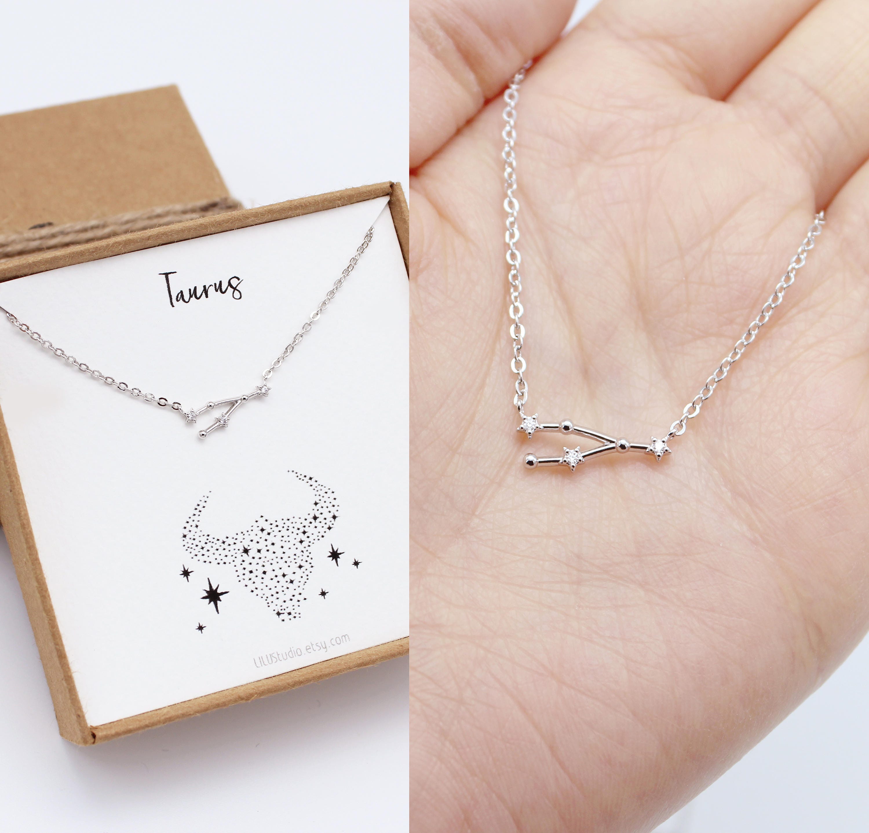 Collar de Tauro constelación collar regalos de Tauro joyas Etsy