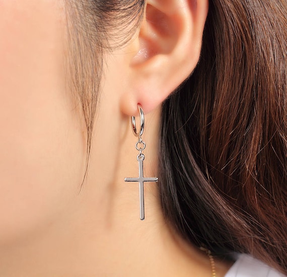 Non pierced cross earrings sale