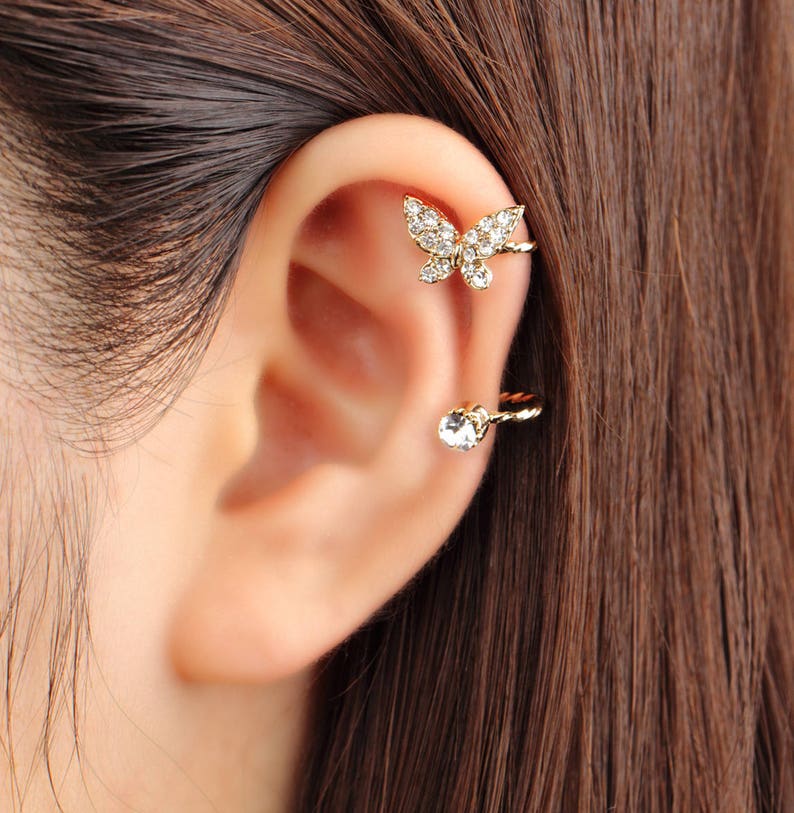 Ear Cuff No Piercing Non Pierced Ear Jacket Gold Cubic Etsy