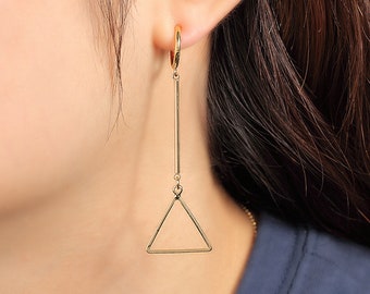 Clip on earrings, no piercing, non pierced, triangle, earrings, gold, no pierce, minimal, gold, earring, clipon earrings, ear cuff, gift