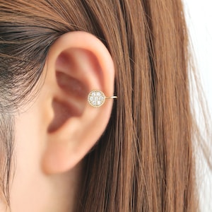 Ear cuff, no piercing, non pierced, circle, earrings, ear jacket, CZ ear cuff, ear crawler, no pierce, CZ ear climber, earcuffs, gift