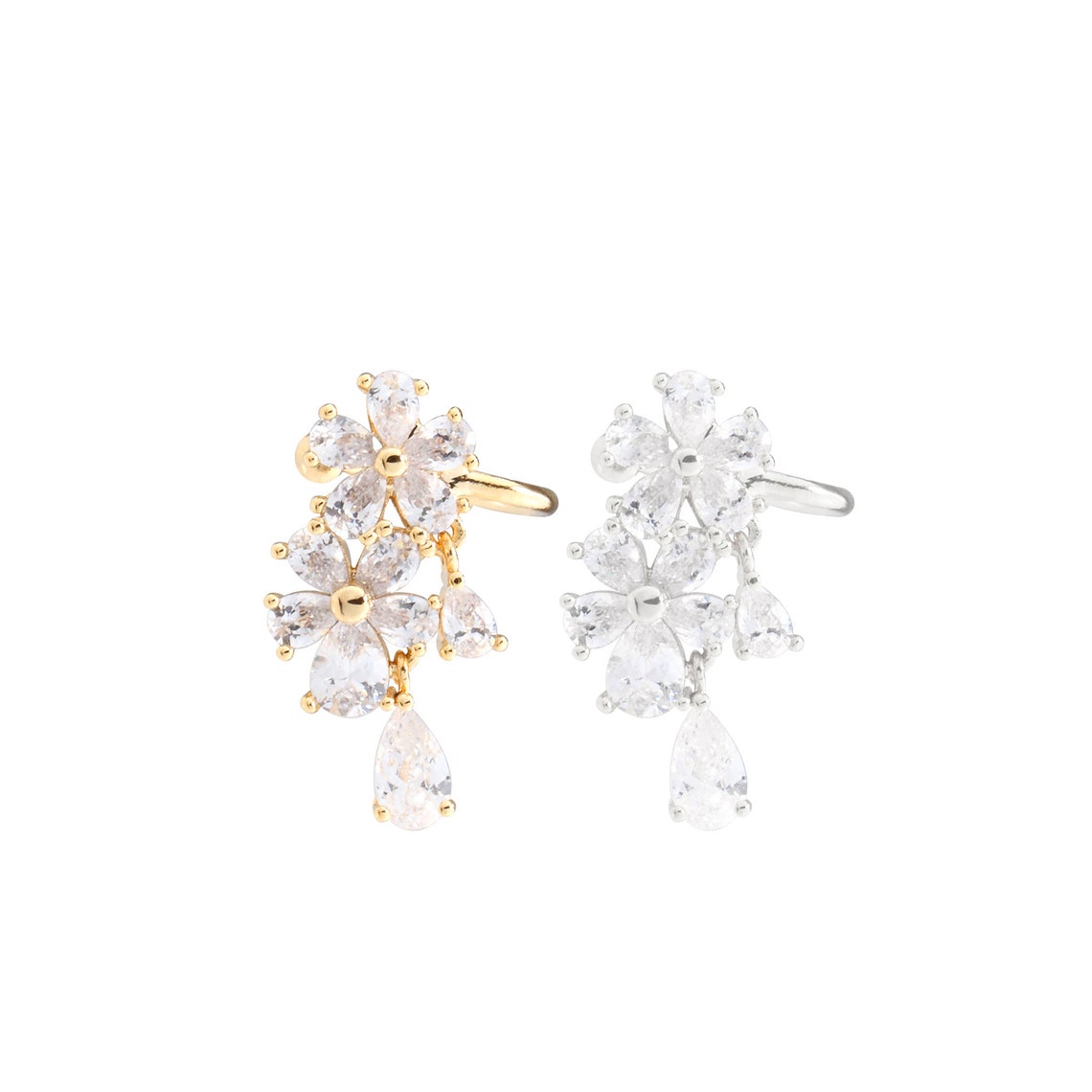 Ear Cuff No Piercing Non Pierced Flower Ear Cuff Ear Etsy