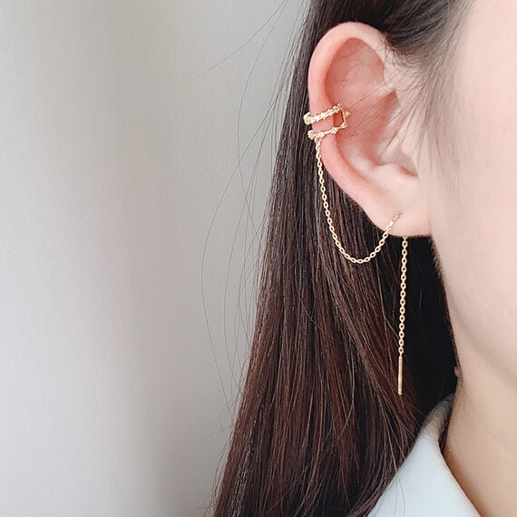 SALE Threader Earring Threader Ear Cuff Chain Threader Cuff