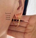 No pierce huggies, hoop clip on earrings, non pierced earrings, no pierce hoop earrings, invisible clip on earrings, twisted, gold, silver