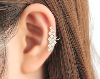 CZ Ear Cuff, No Piercing Ear Crawler, Wedding Jewelry