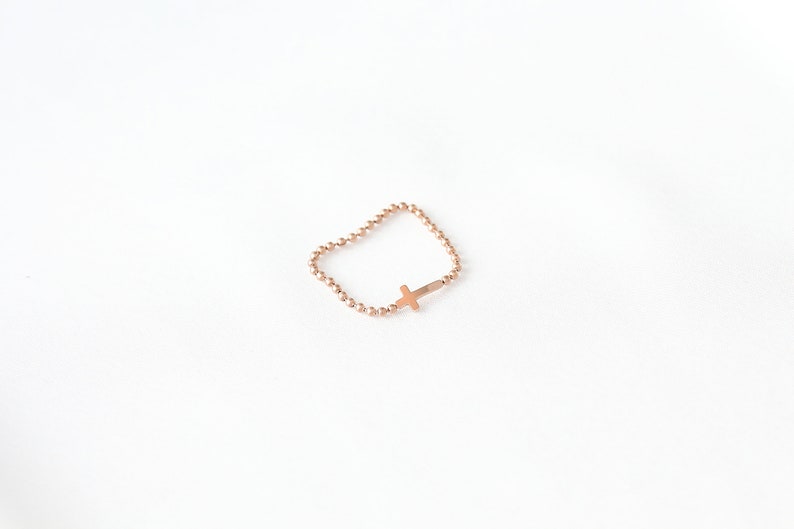 stackable rings layering rings for women tiny cross ring dainty Thin ball stacking ring rose gold surgical steel simple thin ring