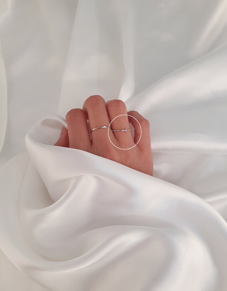 stackable rings layering rings for women tiny cross ring dainty Thin ball stacking ring rose gold surgical steel simple thin ring