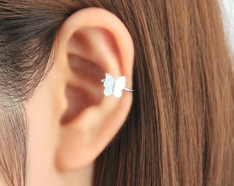 Butterfly Mother of Pearl Ear Cuff, No Piercing