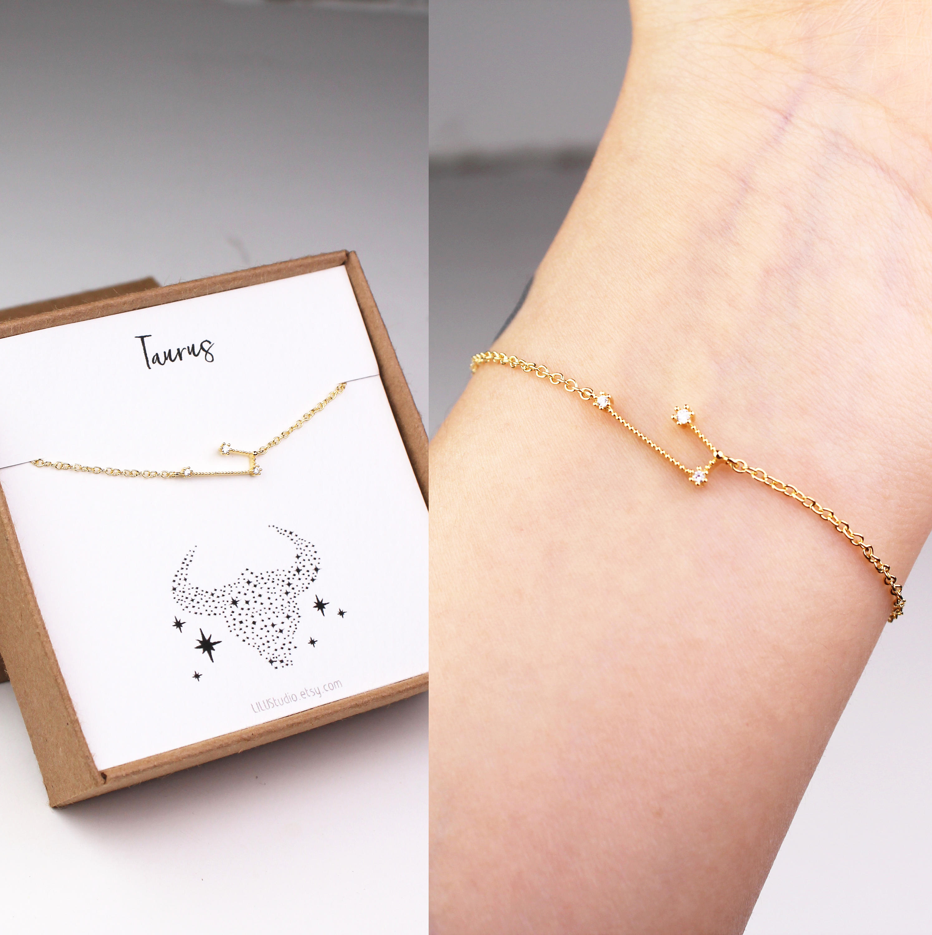 Taurus Bracelet Constellation Bracelet Taurus Horoscope Bracelet