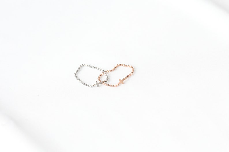 stackable rings layering rings for women tiny cross ring dainty Thin ball stacking ring rose gold surgical steel simple thin ring