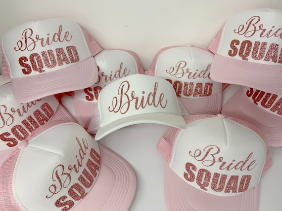 Bachelorette Party Bride Squad Rose Gold Hats Bridal Shower Etsy