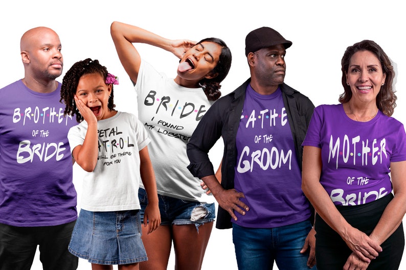 Wedding party personalized shirts Father of the Bride Bridal shower custom shirts Bachelorette party shirts Mother of the Bride Bride