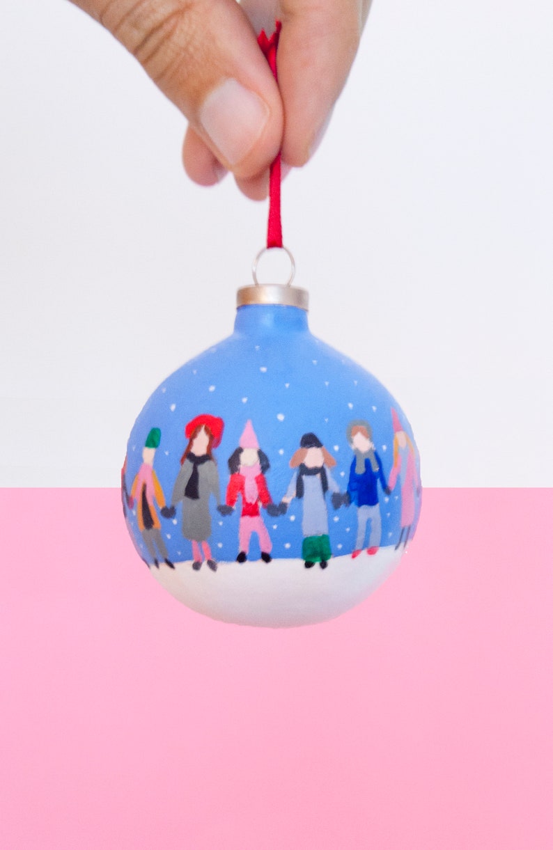 Festive hand-painted Christmas illustrated bauble image 2