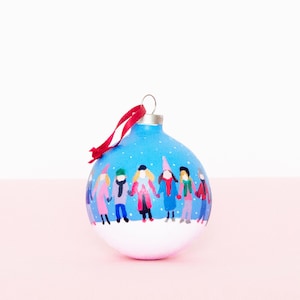 Festive hand-painted Christmas illustrated bauble image 1