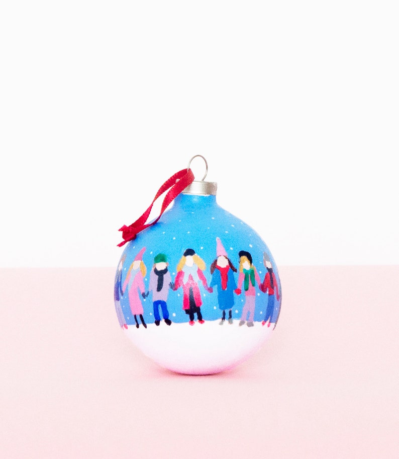 Festive hand-painted Christmas illustrated bauble image 1