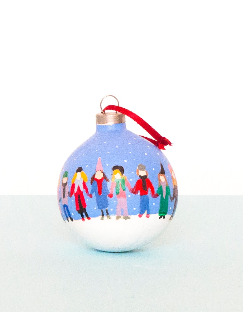 Festive hand-painted Christmas illustrated bauble image 3