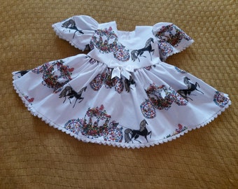 Baby Girls Spanish Romany Tiered Dress /& Pants Set Pink /& Blue Broderie Anglaise