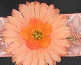 Orange and White Silk Ribbon Napkin Ring