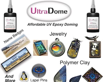 UltraDome UV Epoxy Resin for Jewelry and Polymer Clay 8oz bottle. This is a refill, no dispensing tip included.