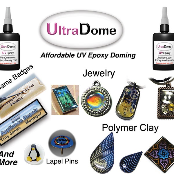 UltraDome UV Epoxy Resin for Jewelry and Polymer Clay 8oz bottle. This is a refill, no dispensing tip included.