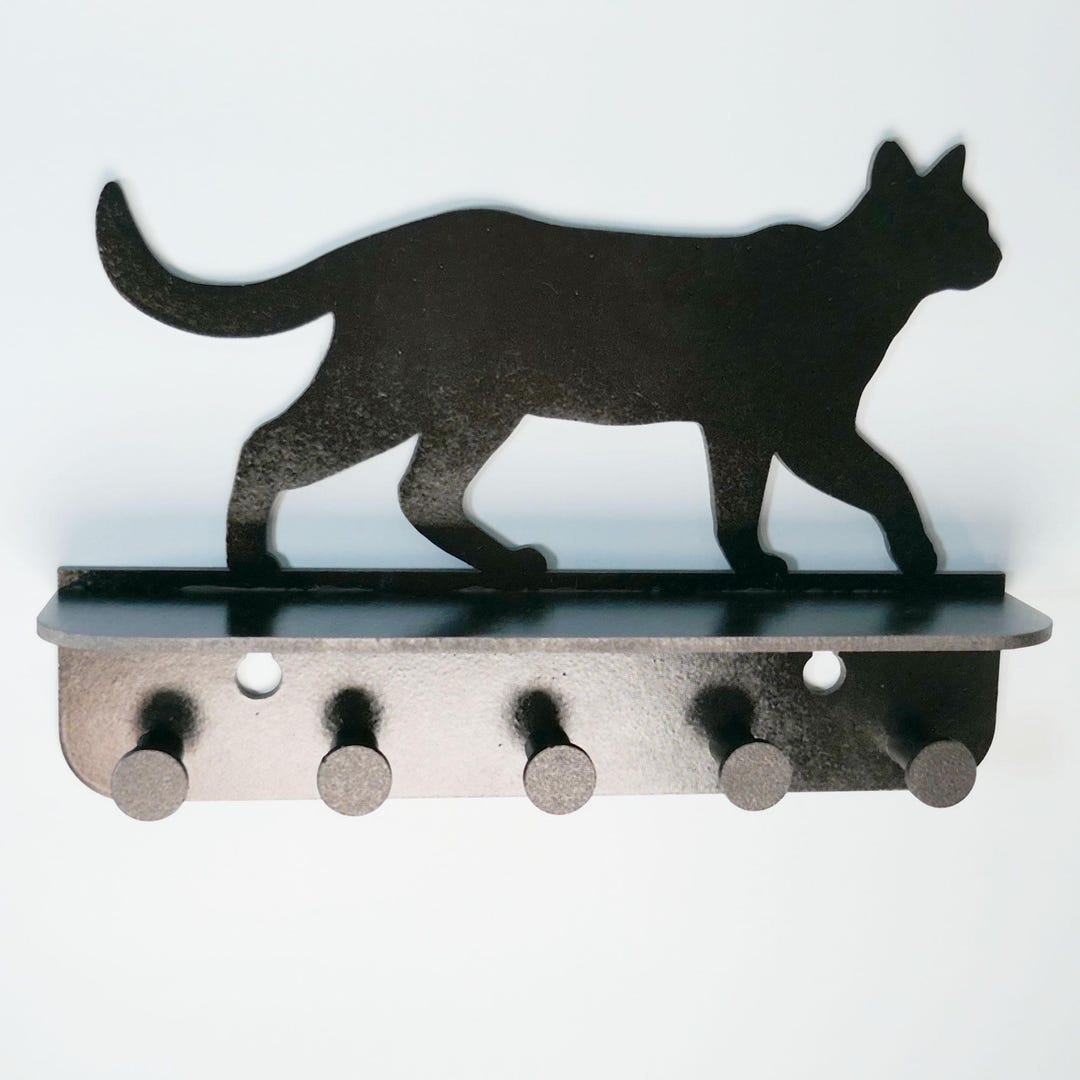 Black Cat Wall Key Hanger and Shelf - Etsy