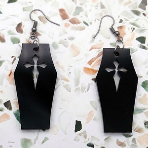 Black Acrylic Coffin Earrings