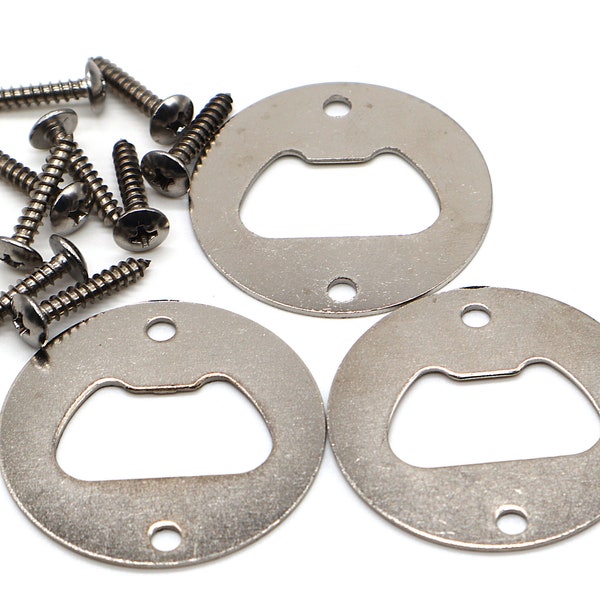 3 bottle openers for woodworking projects. Includes screws.