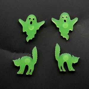 Halloween Acrylic Glowing Earrings Choose from Cat or Ghost