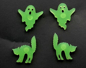 Halloween Acrylic Glowing Earrings Choose from Cat or Ghost