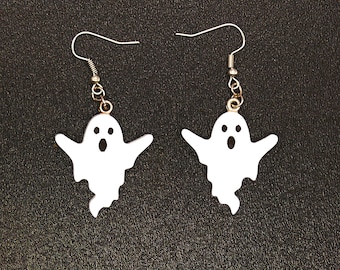 Small White Ghost Earrings 3D Printed