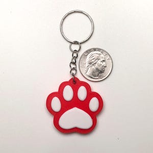 Pet Paw Print Keychain You Pick Colors 3D Printed 40mm wide