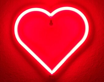 Faux Red Neon Heart (LED) Wall Art 3D Printed USB Powered W/Switch (USB Supply Not Included)