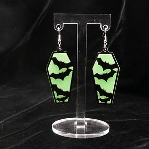 Bat Coffin Earrings Glow in the Dark