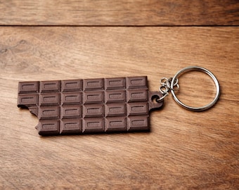 Petit porte-clés barre de chocolat mordue
