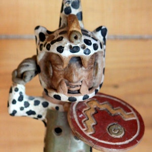 Azteekse Mexico Pre-Columbiaanse stijl Ocelotl Jaguar Warrior beeldje