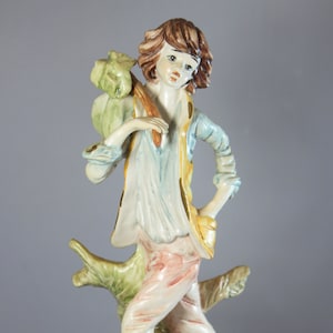 Large Capodimonte Porcelain Boy With Pack Figurine