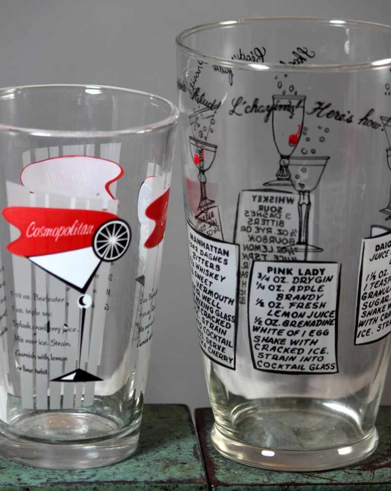 ON SALE NOW Pair of Vintage Glass Barware Cocktail Shakers