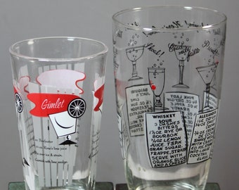 Pair of Vintage Glass Barware Cocktail Shakers