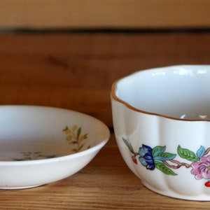 Vintage Aynsley Fine Bone China Pin Plate And Bowl Cottage Garden And Pembroke