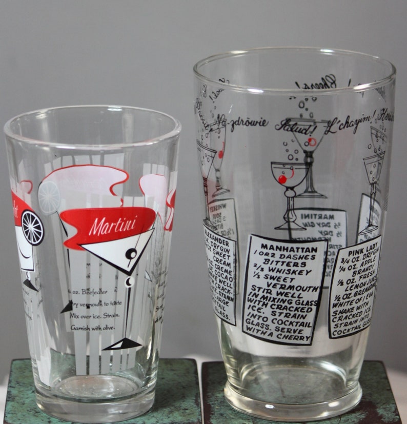 ON SALE NOW Pair of Vintage Glass Barware Cocktail Shakers