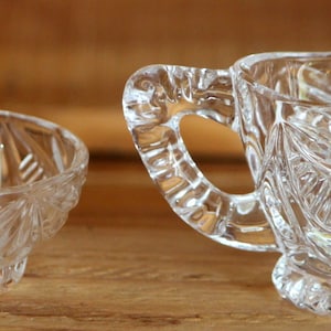 Vintage Miniature Crystal Sugar Bowl And Creamer