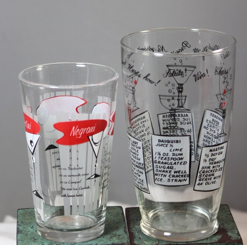 ON SALE NOW Pair of Vintage Glass Barware Cocktail Shakers