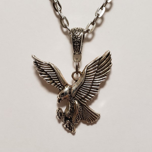 The Mighty Hawk Necklace, with 2 Pair of Free  Earrings - 1 Hawk Claw Earrings and 2 Hawk Feather Earrings