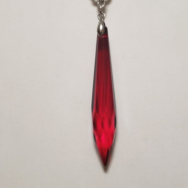 12 different Colors to choose from - Beautiful 3" Long, Glass Crystal Teardrop Pendant Necklace, added a larger pinch bail to the rhinestone